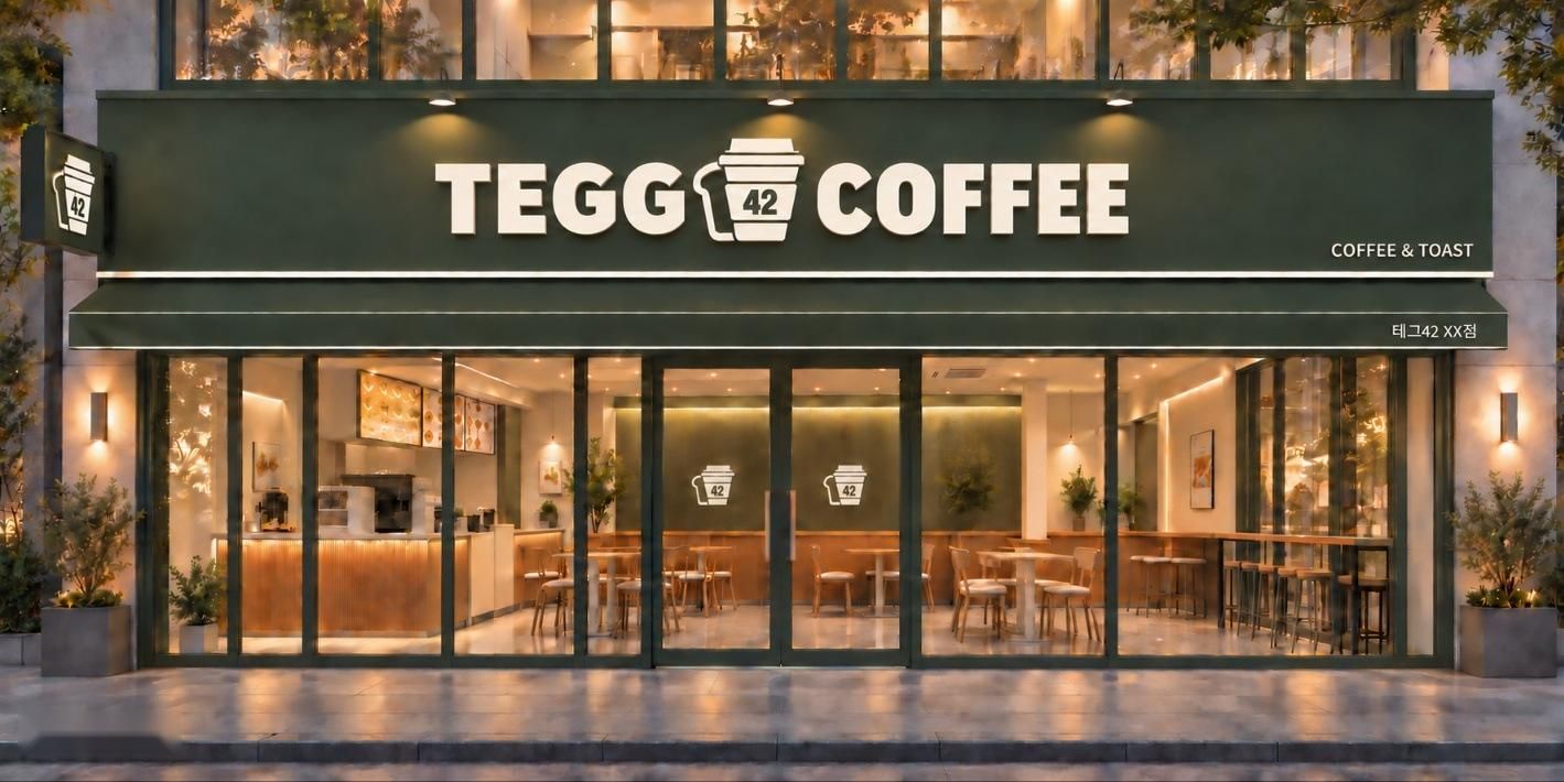 TEGG COFFEE 매장 외관 투시도