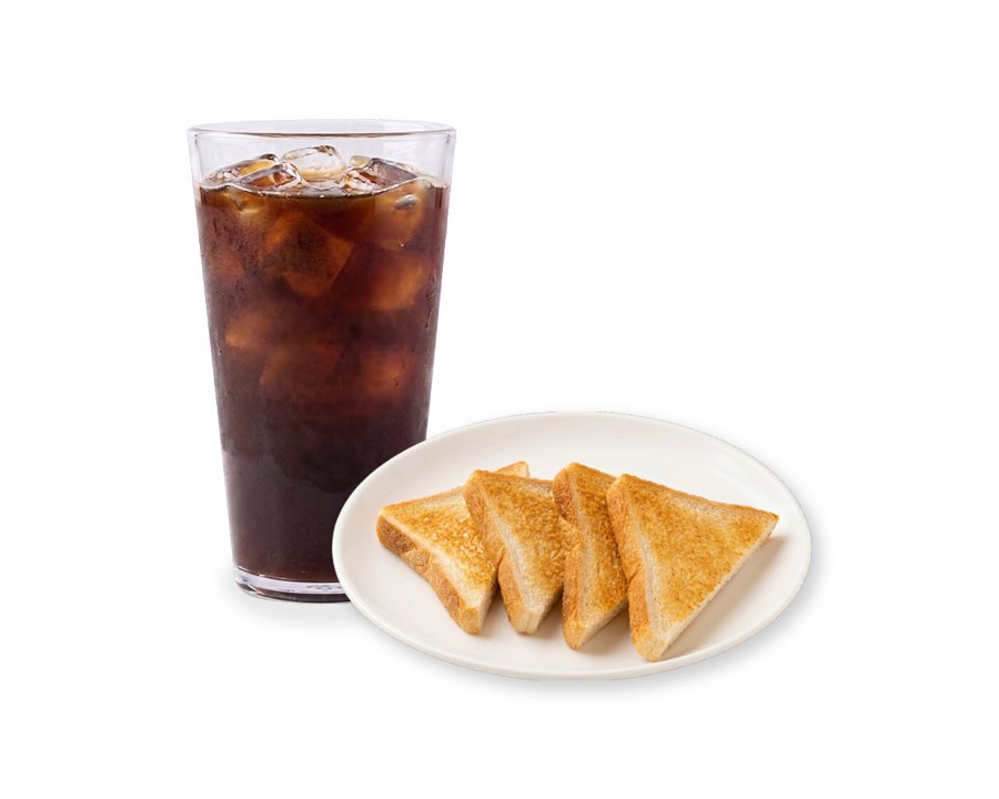 아이스 아메리카노와 식빵 토스트